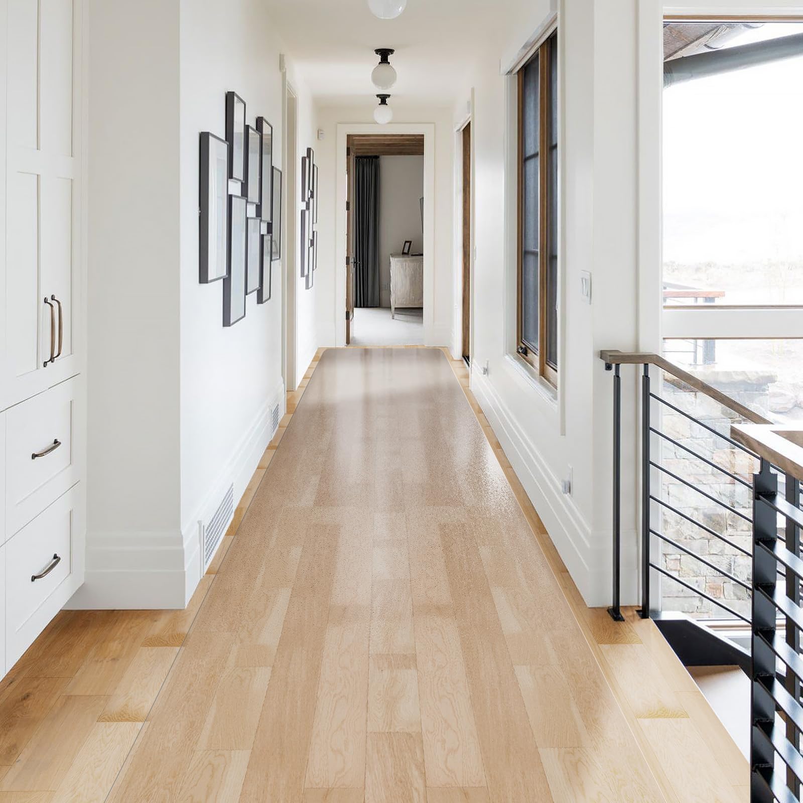 2'x20' Vinyl Runner Rug for Hallway, Clear Waterproof Kitchen Mat for Floor, Non-Slip Plastic Floor Mat for Entryway, Easy Clean Durable Area Mat for