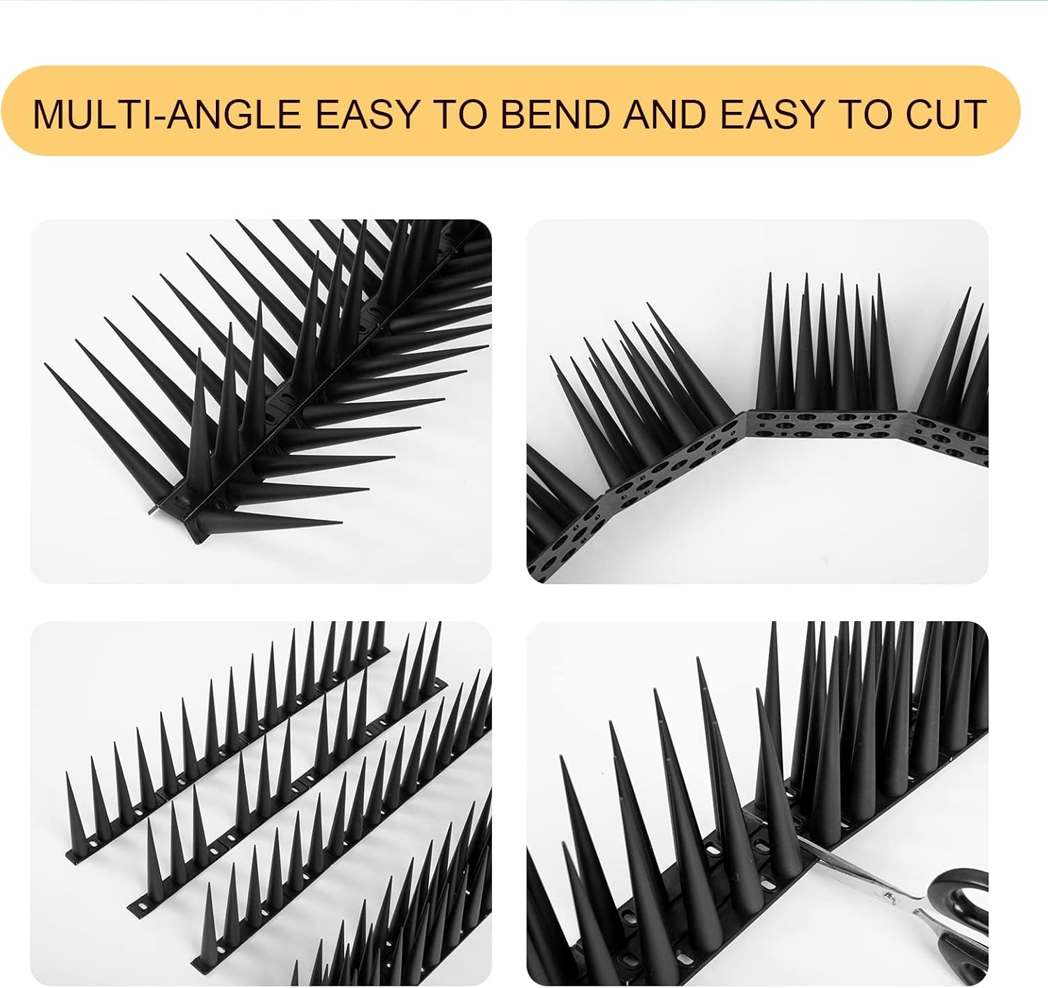 OFFO Bird Spikes Pigeon Outdoor Spikes for Cat Keep Birds Raccoon Woodpecker Away Covers 20 Feet(6.1m), Black