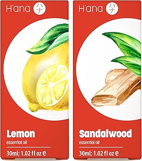 Lemon Essential Oil for Diffuser & Sandalwood Essential Oils for Diffuser Set - 100% Pure Aromatherapy Grade Essential Oil...