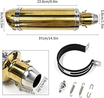 Amazon | 汎用ゴールドスリップオンマフラー 38mm / 50.8mm オートバイ