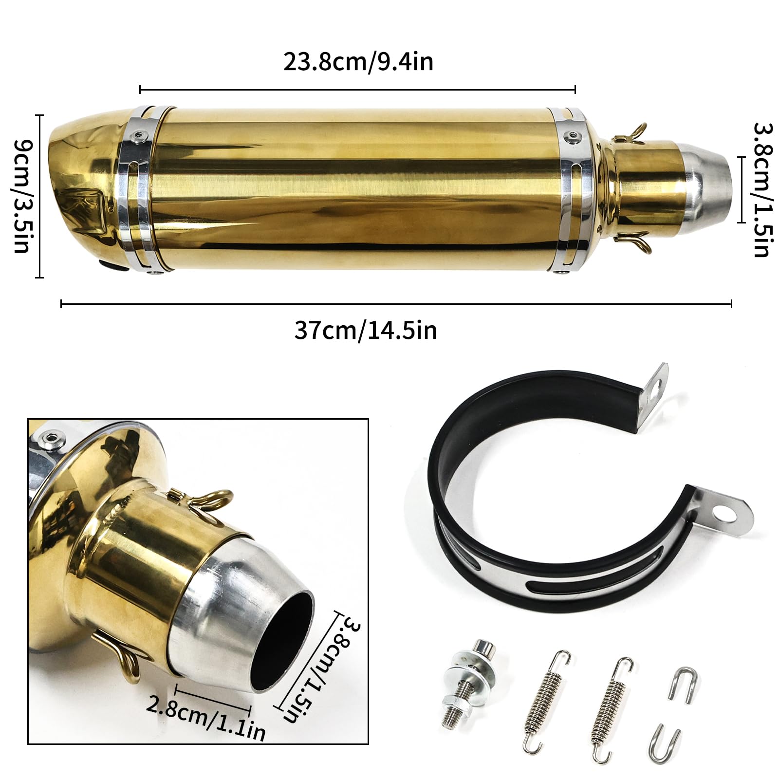 Amazon | 汎用ゴールドスリップオンマフラー 38mm / 50.8mm オートバイ