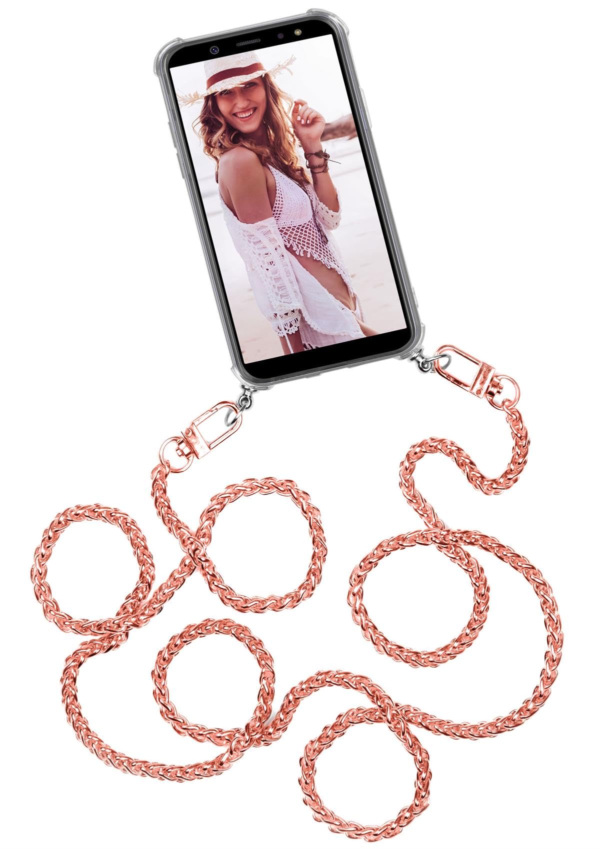 Chaîne de téléphone Samsung S24 coque cordon métal rose ONEFLOW - 8