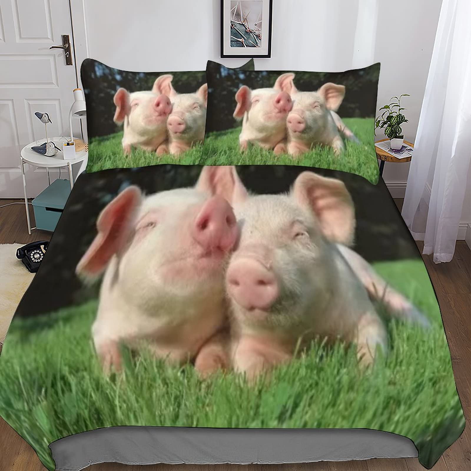 Housse de couette pig 200x200cm anti-glisse avec fermeture à glissière