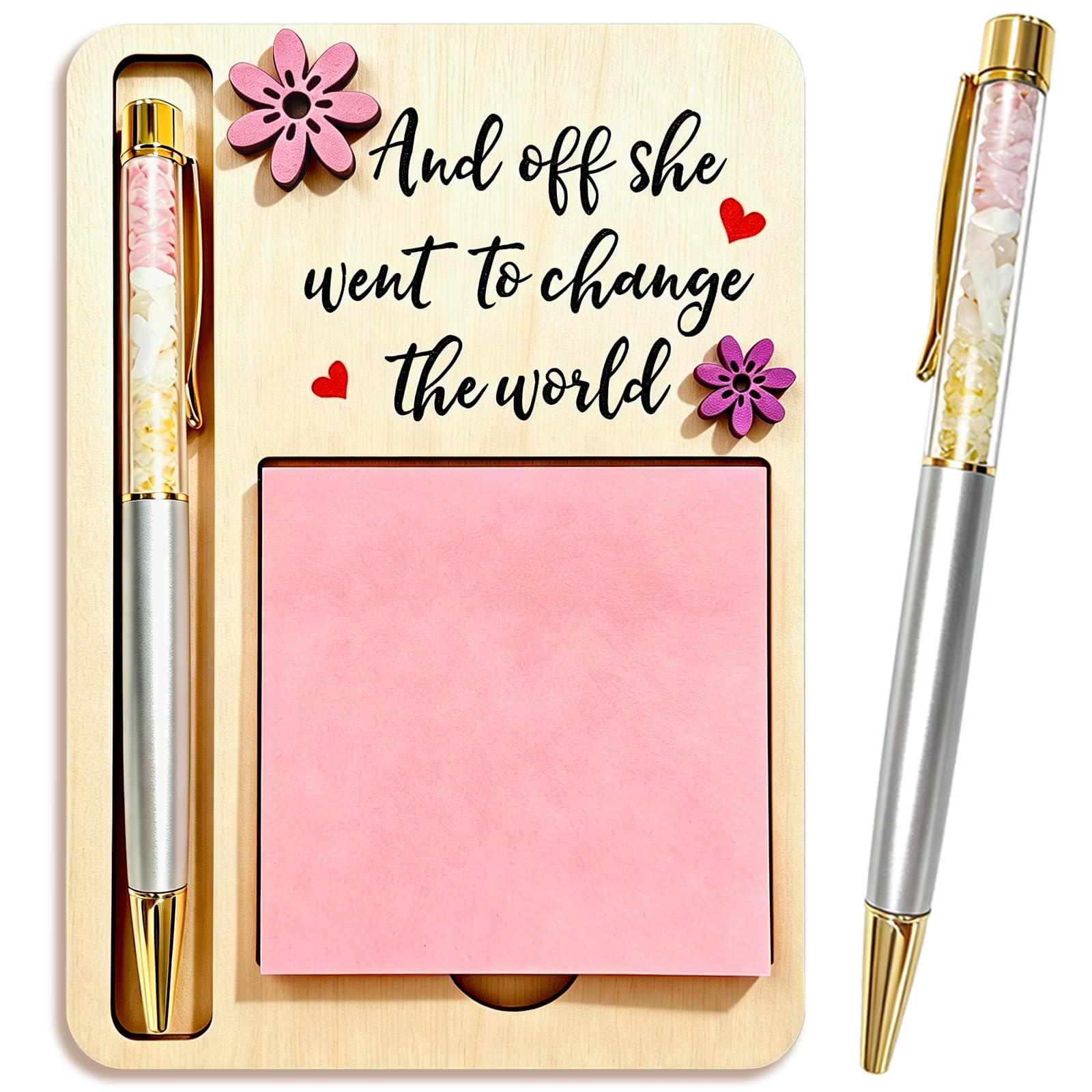 Crystal Pen Gift for Women, Inspirational Desk Pen with Rose Quartz, Moonstone & Citrine, Encouragement Gift for New Beginnings, Back to School, New Chapter, Ne