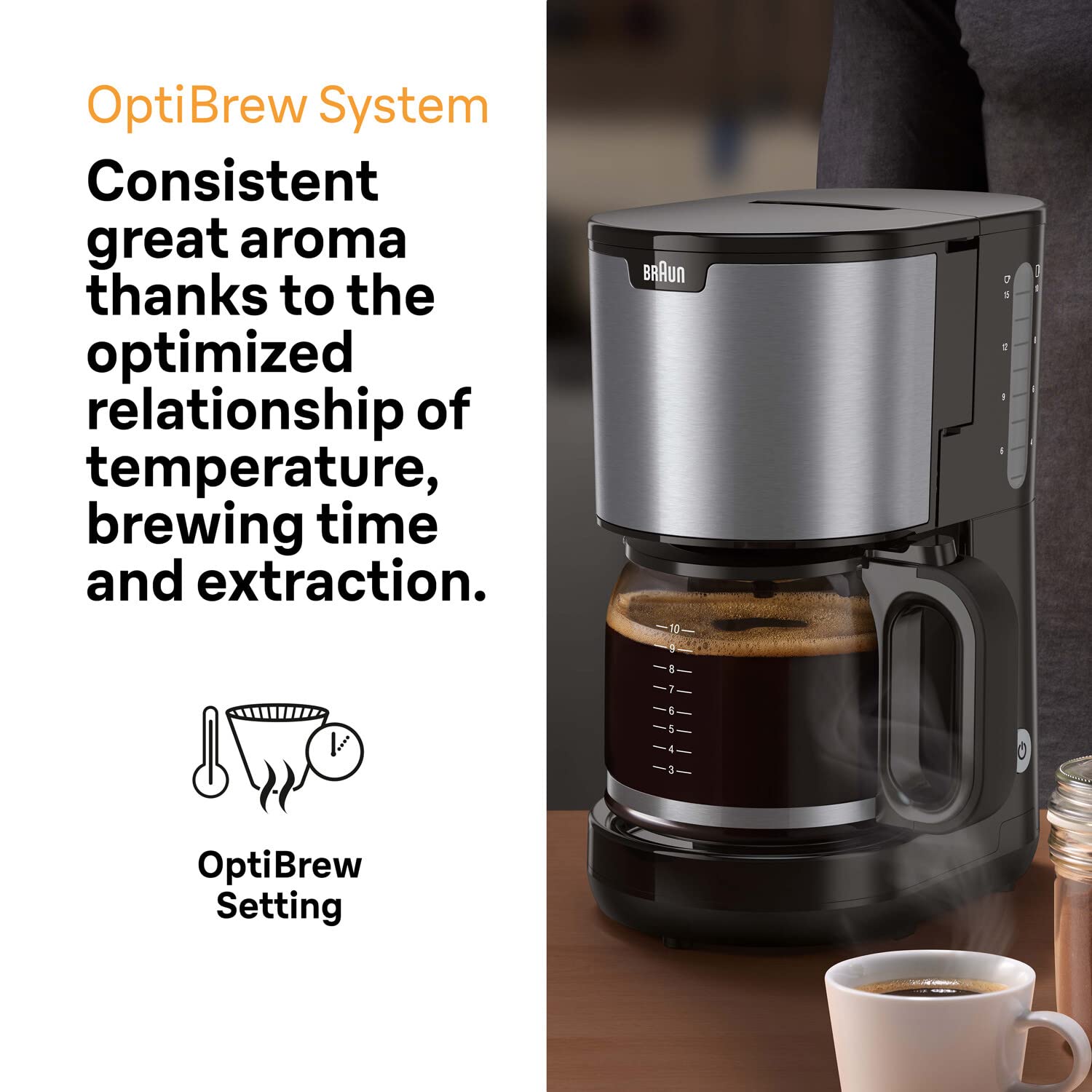 Braun PurShine KF 1500 BK Kaffeemaschine Filterkaffeemaschine 10 Tassen OptiBrew Automatische Abschaltung 1000 Watt Schwarz