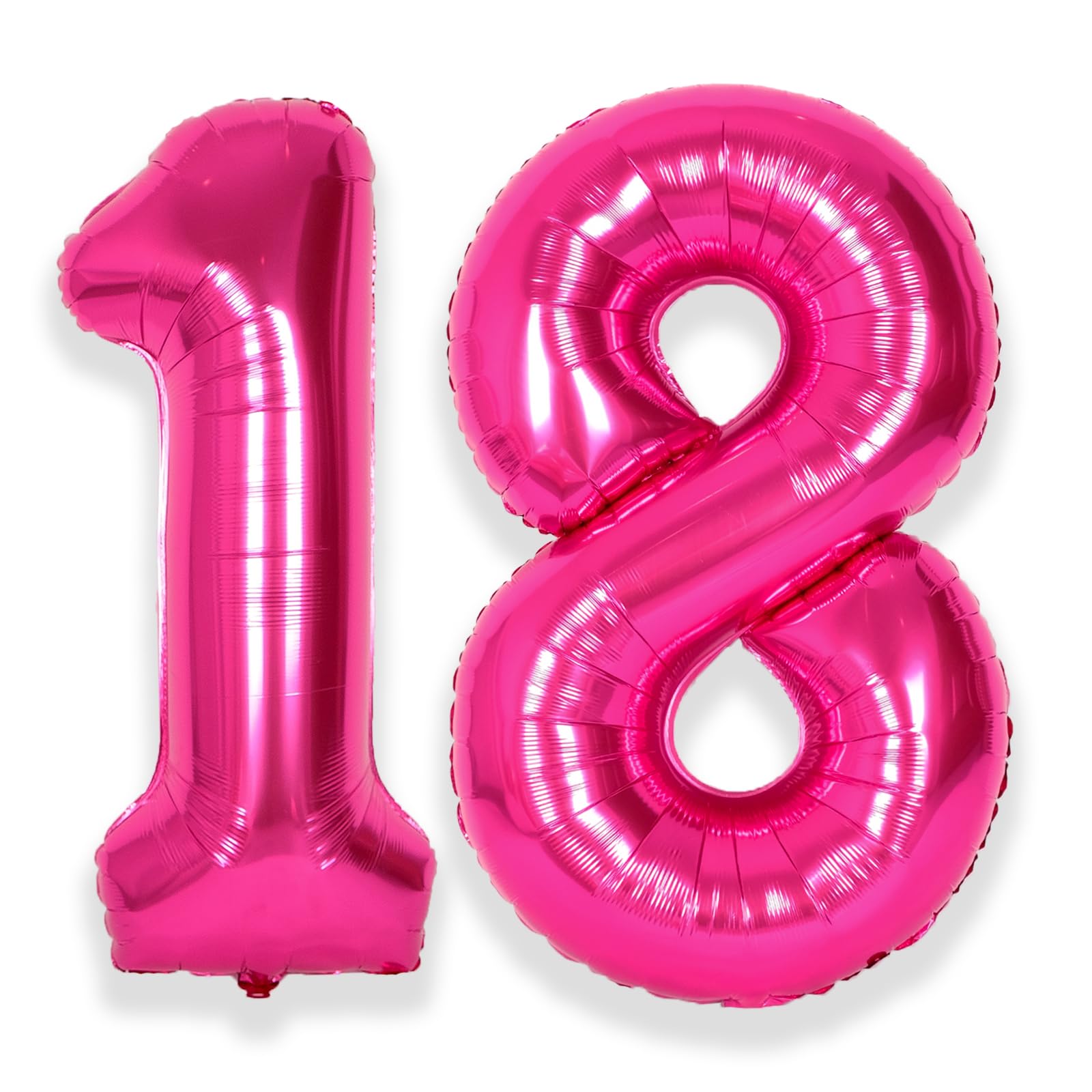 SUWEN 40 Inch Hot Pink Large 18 Number Balloons Big Foil Helium Number Balloons 0-9 Jumbo Happy 18th Mylar Birthday Party Decorations for Girl or