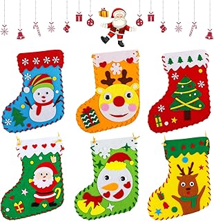 DERAYEE 6 Pack Christmas stockings, Xmas Mini Stockings DIY Felt Persona...
