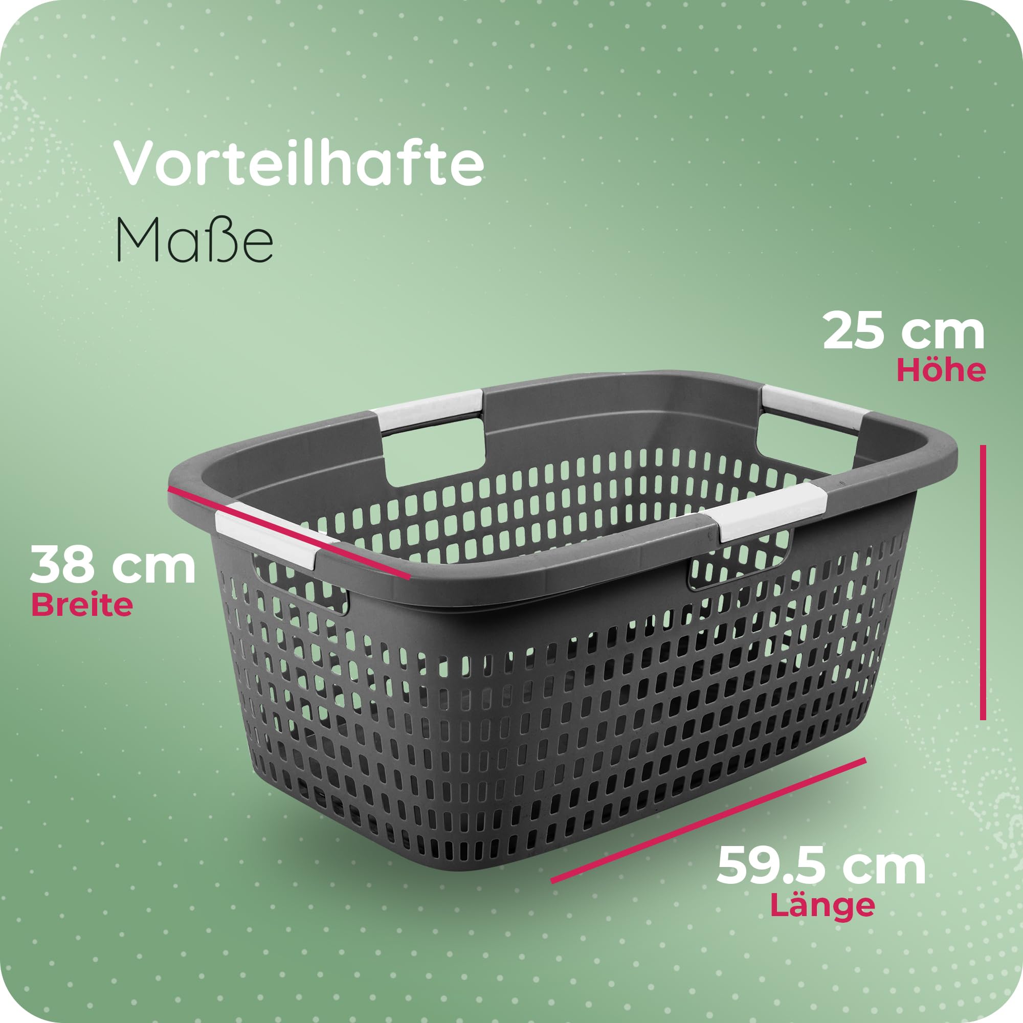 Novaliv Voordeelset, 6 x wasmand met 4 handgrepen, 40 liter, antraciet, wasemmer, wasmand voor badkamer, was, vuile was, wasmanden, opbergmand, verzamelaarsdoos