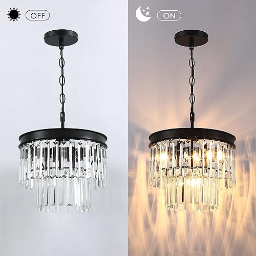 Miniatura 10 de Lámpara de techo de cristal empotrado con acabado dorado de 2 niveles de cristal cerca del techo para sala de estar, dormitorio, comedor, pasillo