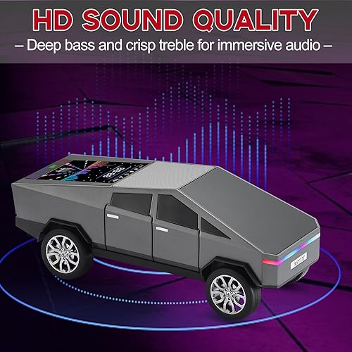 Miniatura 8 de Future Style Pickup Truck Replica Altavoz Bluetooth - Modelo inalámbrico portátil con pantalla de visualización, sonido HD, emparejamiento estéreo
