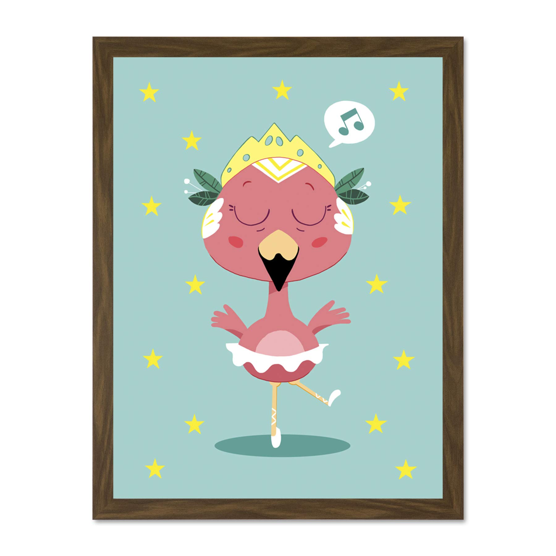 Wee Blue Coo Kawaii Flamingo Ballet Large Framed Art Print Wall Poster 18x24 inch