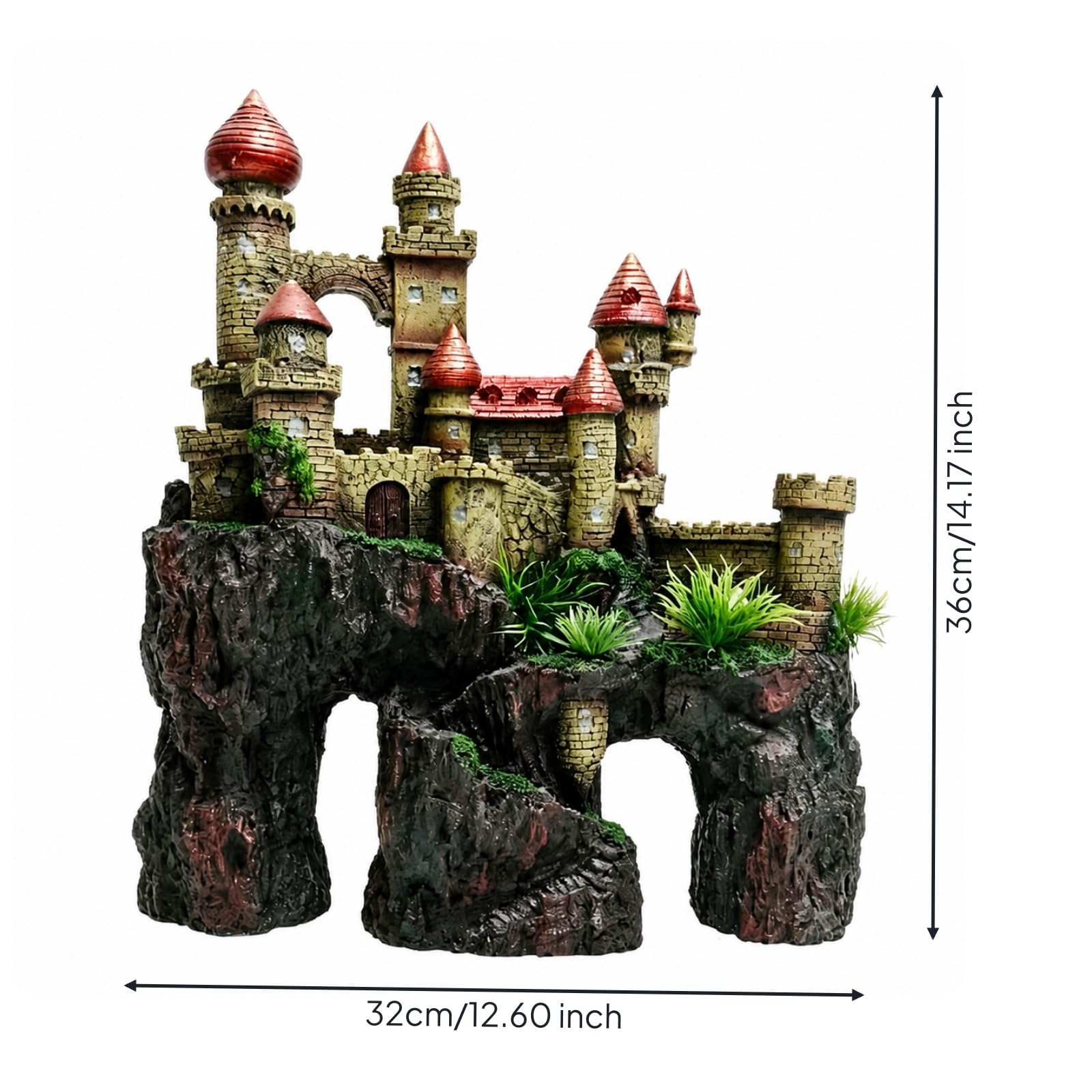 Castello per Acquario Durevole | Realistica, Castello in Resina, Realistico, Ornamento con Roccia, per Vasca Dei Pesci
