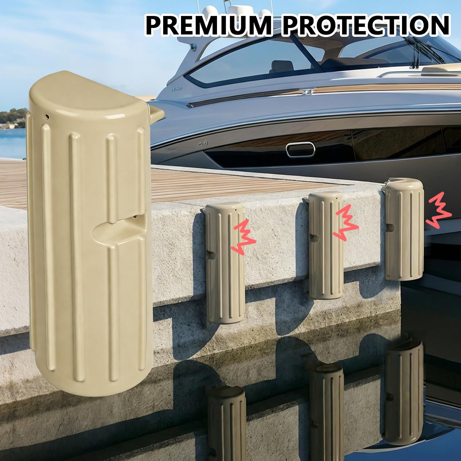 Dock Bumpers,Dock Fenders Bumper,Marine Boat Dock Bumpers,Inflatable Dock Protection for Docking Includes Mounting Hardware（White/Black/Grey）