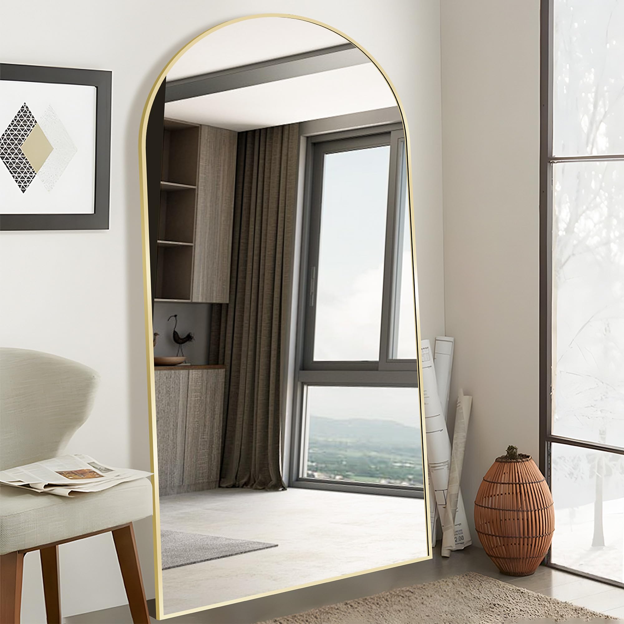 Amazon.com: MOUIND 72x36 Large Arched Full Length Mirror, Gold