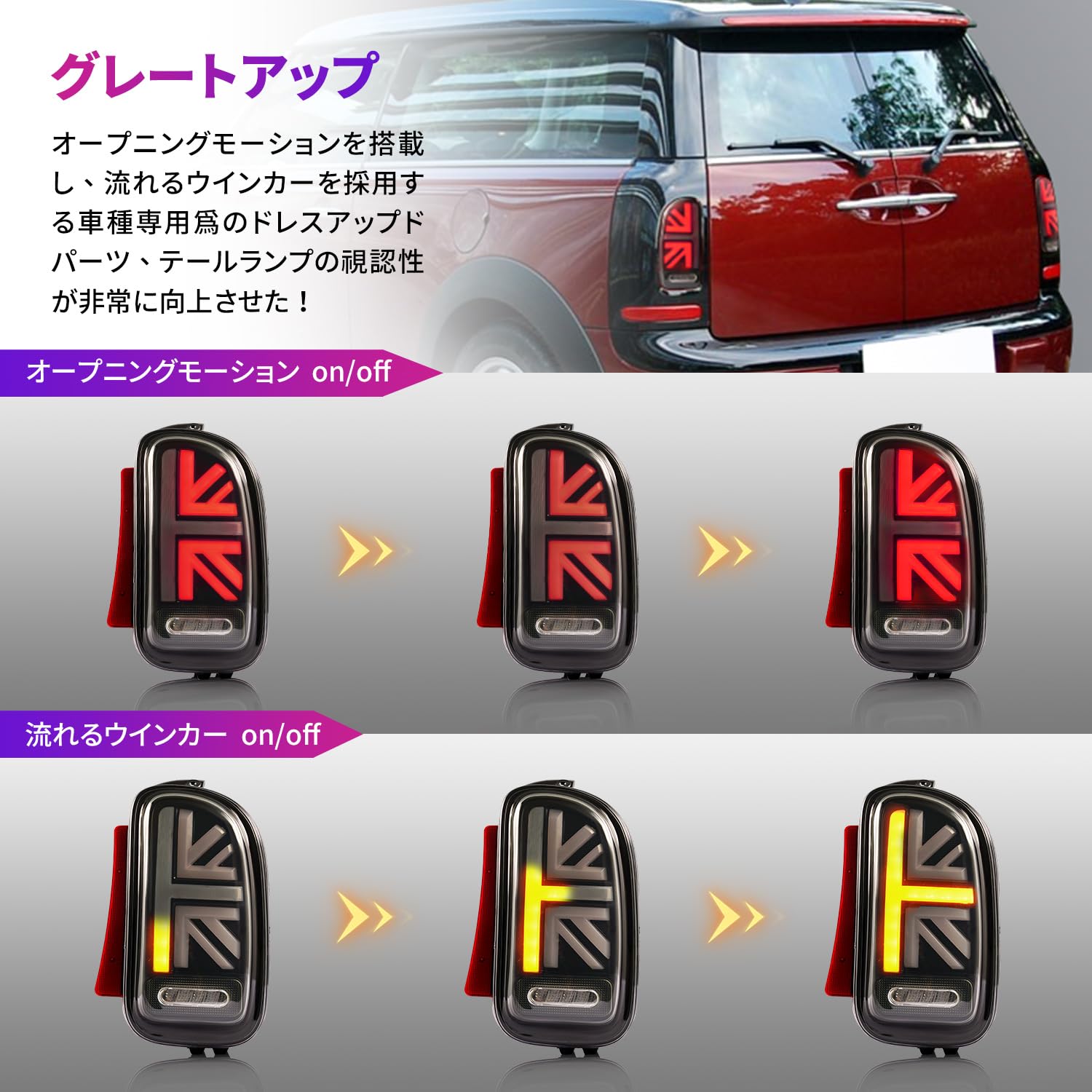 Amazon | Archaic ミニ r55 クラブマン テールランプ ユニオンジャック