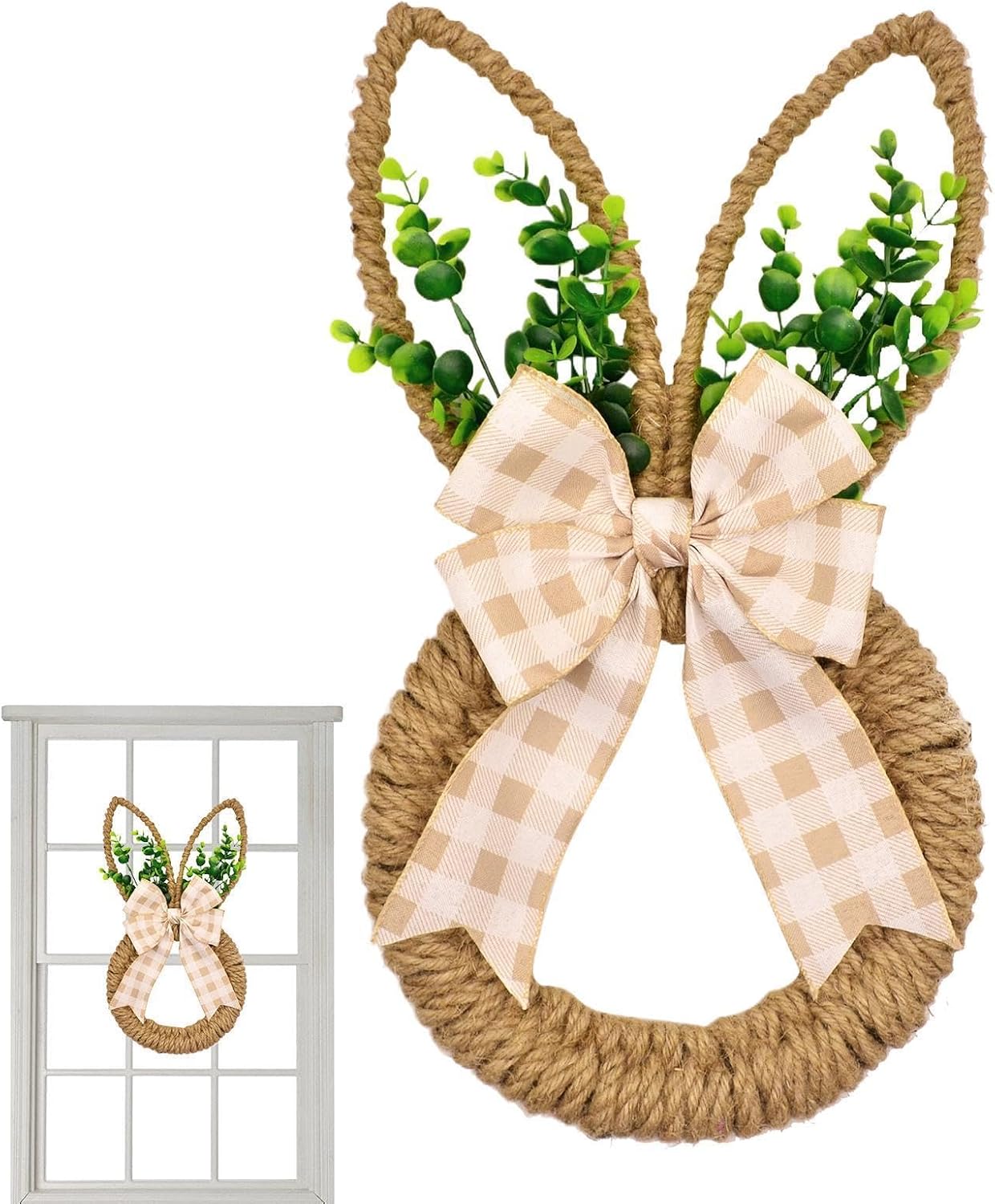 Easter Decorations Outdoor Wreath,Welcome Rabbit Shape Bow Hanger | Easter Wreath | for Outdoor Indoor Home Window Wall Living Room Bedroom Spring Holiday