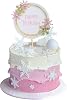 Ercadio 1 Pack Snowflake Happy Birthday Cake Toppers Pink Frozen Snowflake Cake Picks with Sparkly Pink Rhinestone for Winter Theme Christmas Birthday Gender Reveal Party Cake Decor