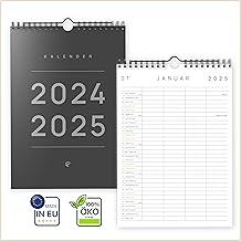 UNITURE® Calendrier familial 2025 - Format A4 - Calendrier familial 2025 - Avec 4 colonnes - Calendrier familial 2025 - Calendrier mural 2025 - Calendrier mural 2025 - Calendrier annuel 2025 au format