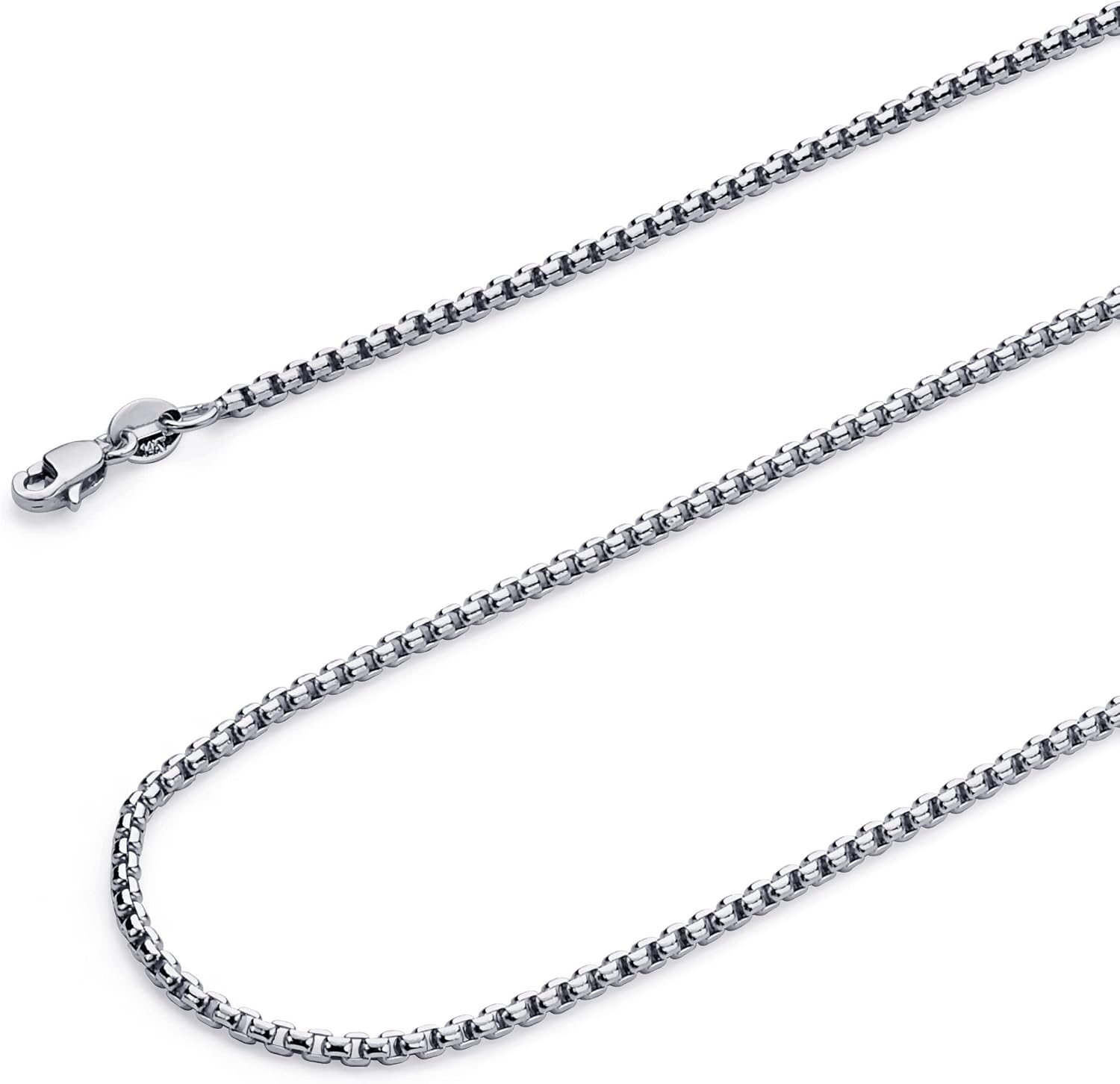 Wellingsale 14K Hollow Gold Round Box Chains (Select Options)