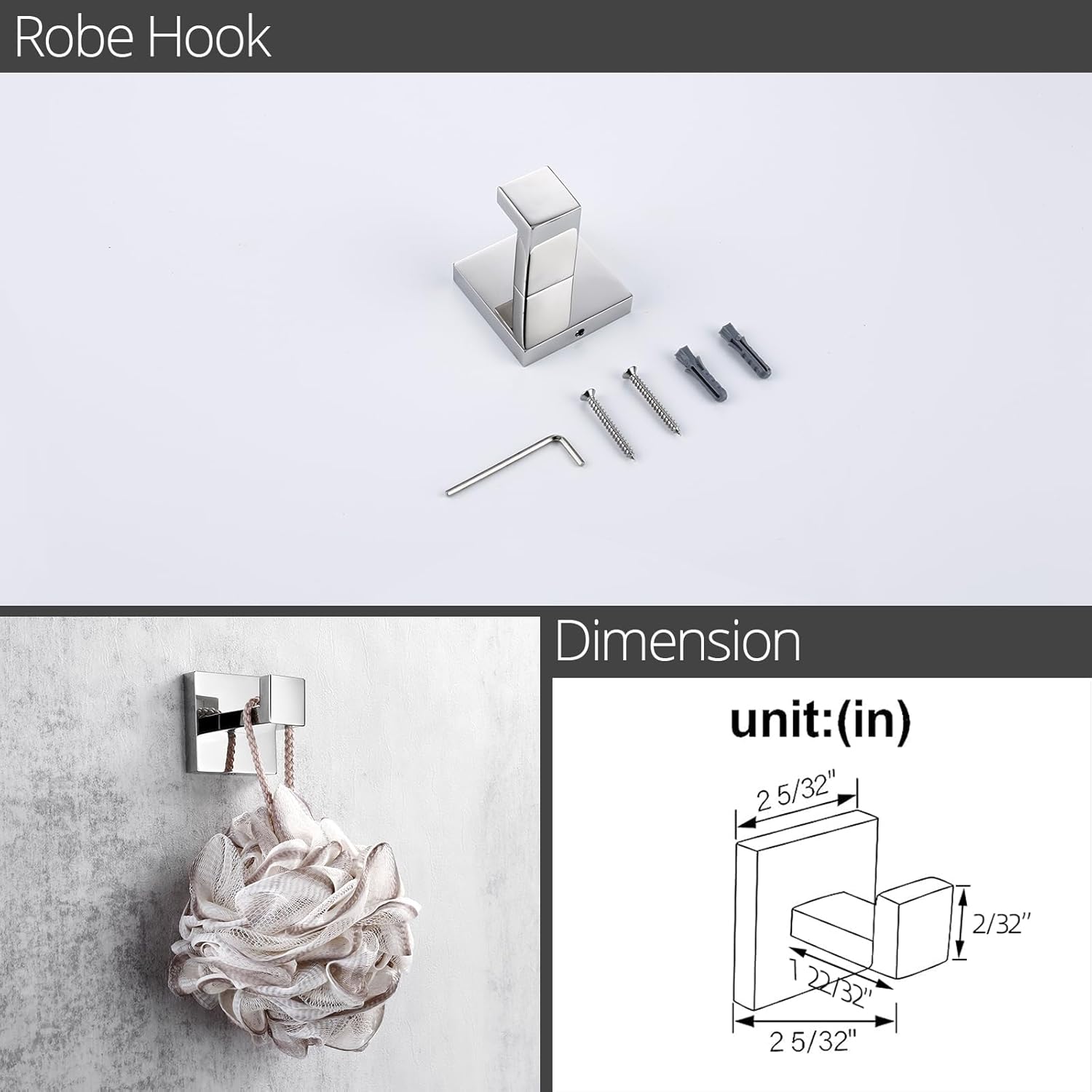 BAGNOLUX Bathroom Hardware Set 4 Pieces, Bath Towel Holder Set SUS304 Stainless Steel, Towel Bar Rack Set for Wall Mounted, Square Bathroom Accessories Set Fixture Heavy Duty Polished Chrome