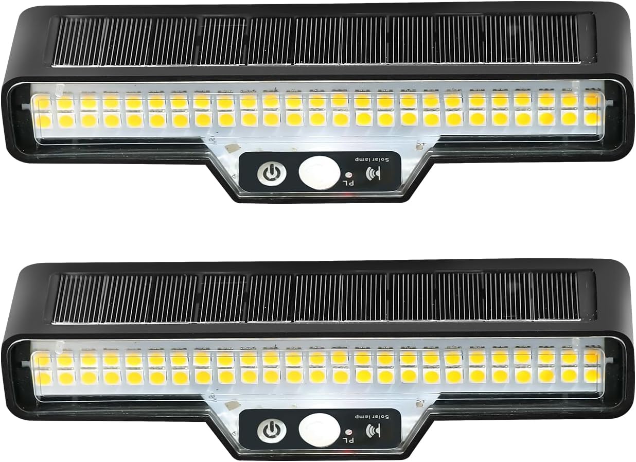 JFX Clip On Solar Motion Lights Outdoor Waterproof,Fence Lamps Outside with 50LED, 500LM Bright Motion Lights, 6000K Security Solar Light for Chain Link Fence Gutter Garage Camping (2Pack)
