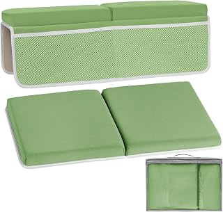 AOTENG STAR Bath Kneeler and Elbow Rest Pad Set for Bathing Baby,Comfortable Bathing Kneeling Mat Cushion with Arm Support and Pockets,Thick Non-Slip and Quick Drying Bath Kneeler (Green)
