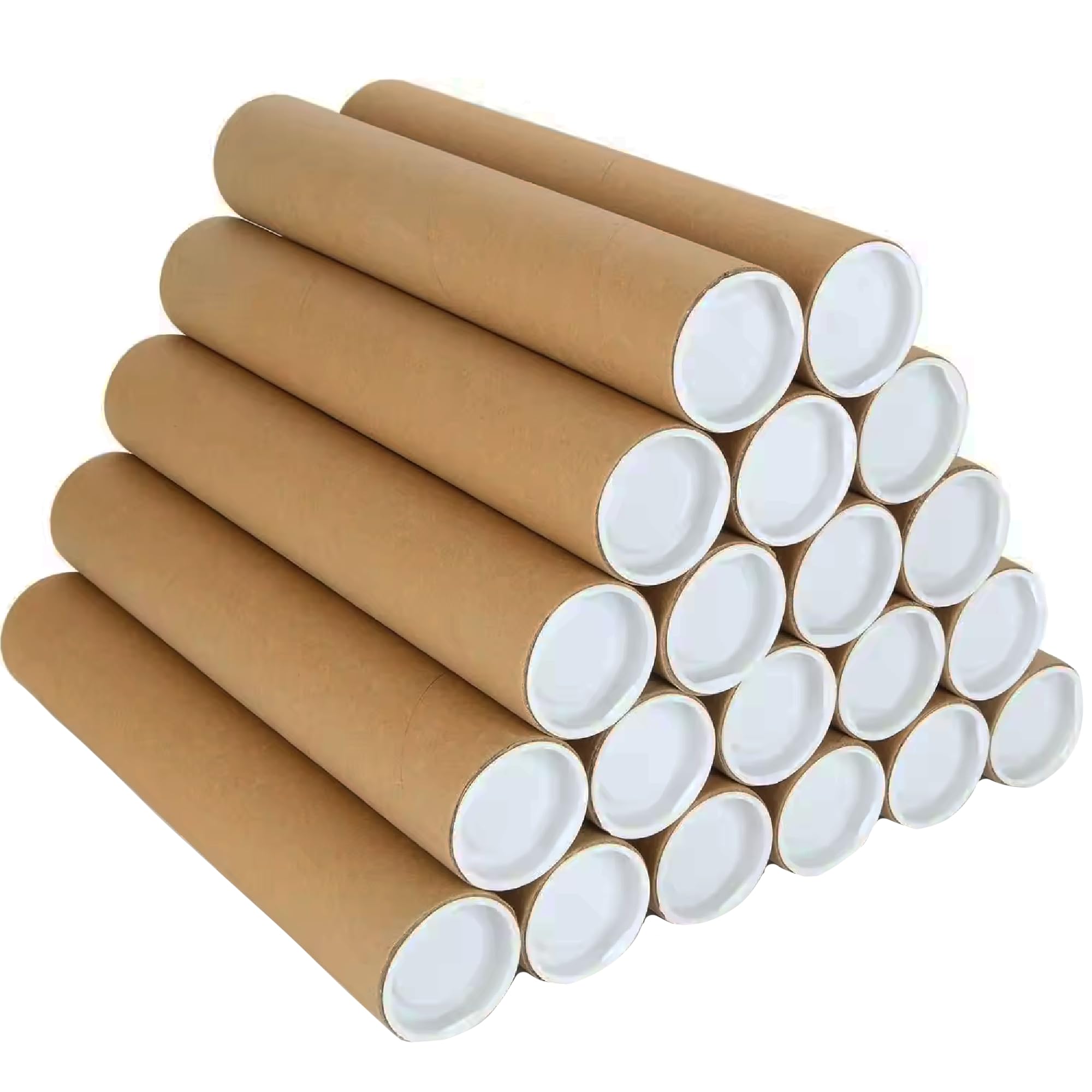A3 Postal Tubes - Heavy Duty Cardboard with Plastic End Caps - Postal Tubes for Poster, Artworks, Paintings, Documents, Blueprints - Stackable and Tear Resistance (A3 x 5pc)