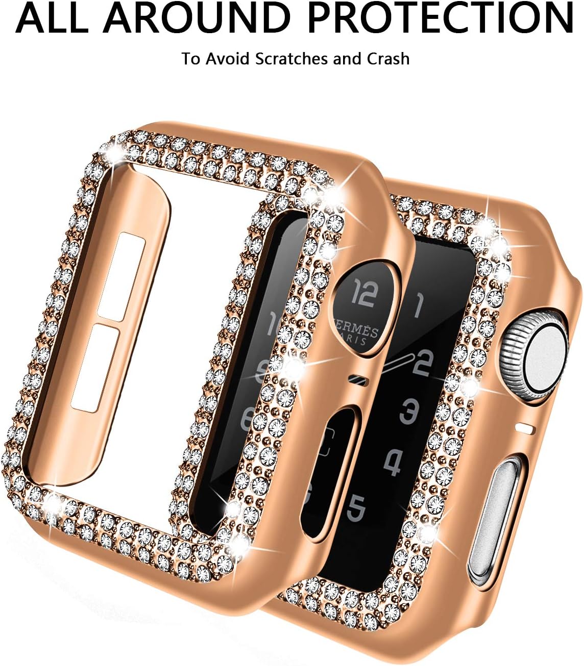 adepoy 6 Pack Apple Watch Case 38mm Series 3/2/1 Bling Rhinestone Apple Watch Protective Case Bumper Frame Screen Protector Case Cover for iWatch Series 38mm