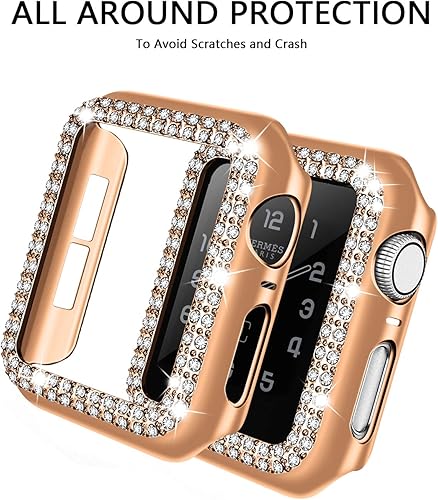 Miniatura 2 de adepoy - Carcasa para Apple Watch con protector de pantalla y cristales brillantes, protección completa para iWatch Series 654321 SE