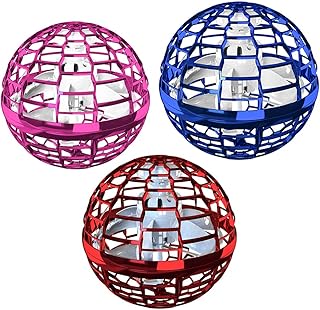 Flying Orb Ball Cosmic Globe Ball Toy【2022 Upgraded】 Built in RGB Light 360°Rotating Hover Ball Outdoor Cool Things Toy for Kid Adult Playing, Flying Space Boomerang Orb,Spinner UFO Drone Ball Blue