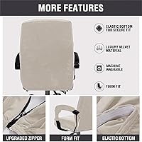 Vista 5 de Funda para silla de escritorio de oficina elástica de terciopelo a prueba de gatos con ruedas, funda de asiento de silla con protector de Beige