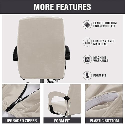 Miniatura 5 de Funda elástica de terciopelo para silla de oficina de computadora con reposabrazos, funda protectora de elastano de color sólido, funda universal