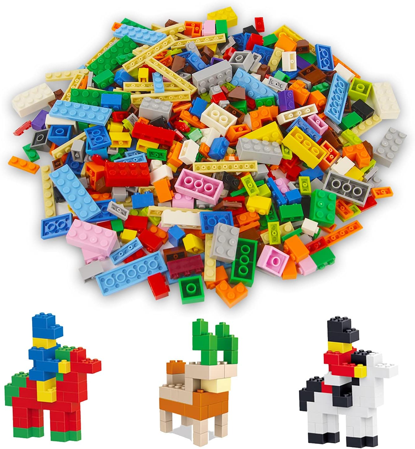 Amazon.com: EKIND 1000 Pieces Classic Building Bricks Set - 12 ...