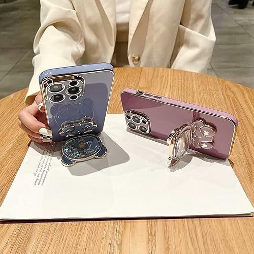 Miniatura 2 de Rnrieyta Miagon Bear - Funda con soporte para Samsung Galaxy A32 5G, carcasa protectora de TPU suave galvanizada con purpurina de arena movediza y