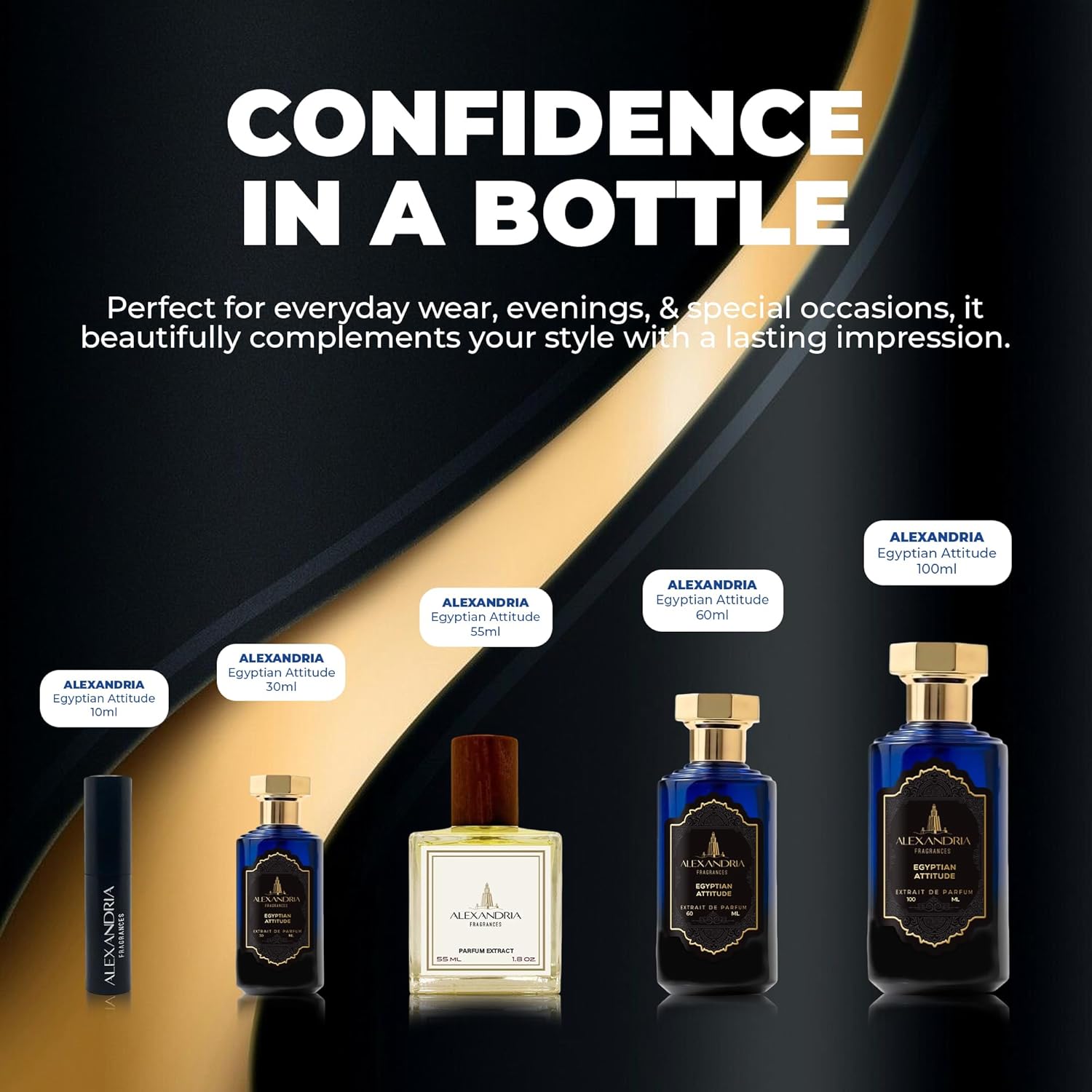 Alexandria Fragrances Egyptian Attitude Perfume for Men - Long Lasting Spicy Patchouli, Cardamom & Husky Amber Fragrances – Elegant Egyptian Perfume Men for Daily Use – Perfect for Any Event - 10ml