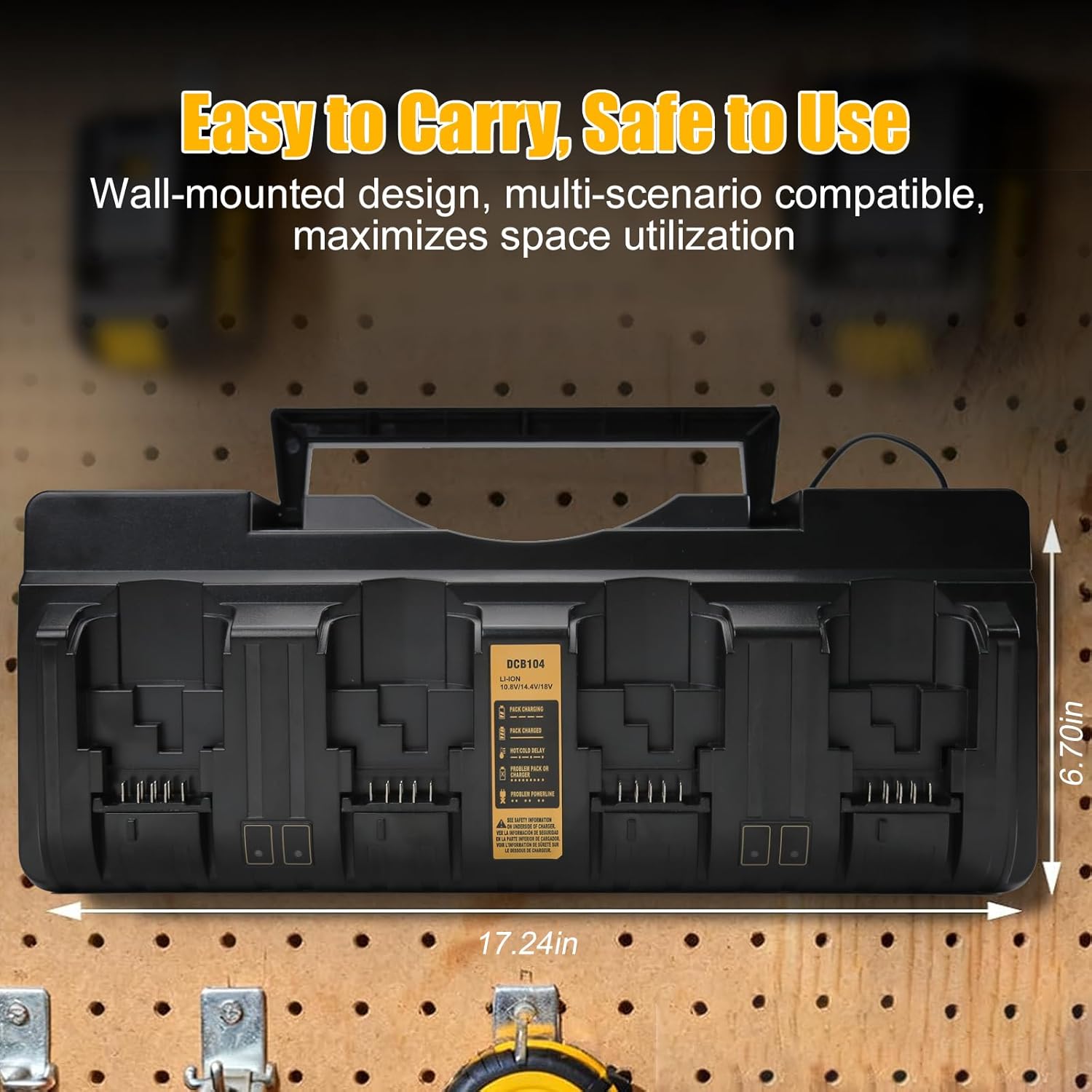 DCB104 Charger Replacement for Dewalt 20V Battery Charger, 4-Port 3A Rapid Charger Station, Compatible with Dewalt 12V/20V Max Batteries