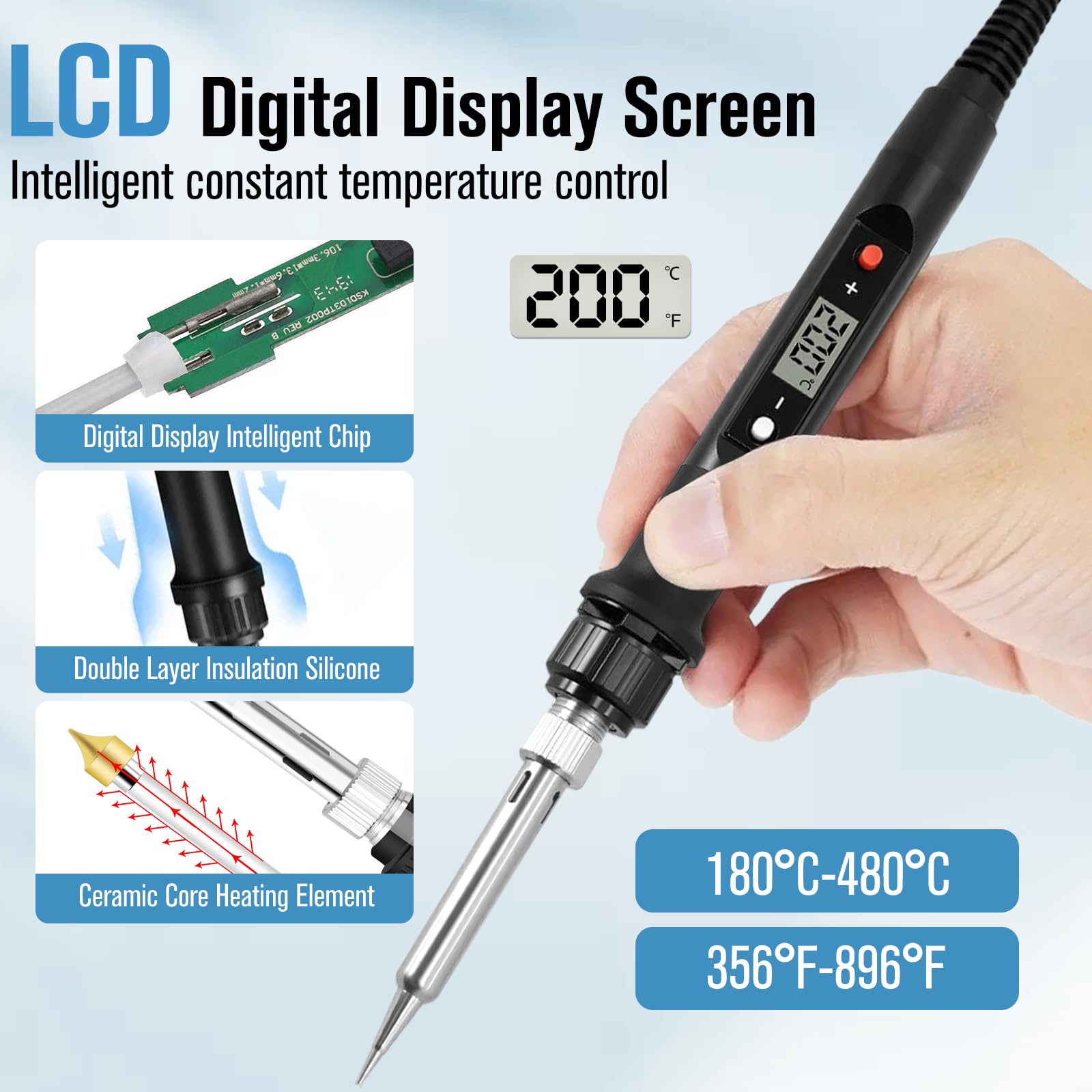 SUUFRUE Lötkolben Set 80W Mit Gewindeeinsätzen - Temperatur Einstellbar Mit 130 Teilen M2-M8