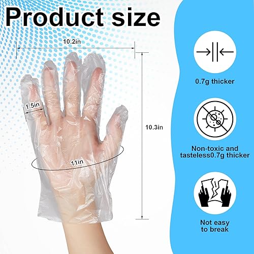 Miniatura 2 de Mifoci 10000 guantes desechables de plástico, transparentes, talla única, adecuados para manipulación de alimentos, cocina, limpieza y más