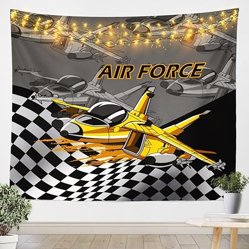 Tapiz de dibujos animados para niños, tapiz de pared de aviones de aire americano, decoración de habitación de niños y niñas, adultos, retazos para