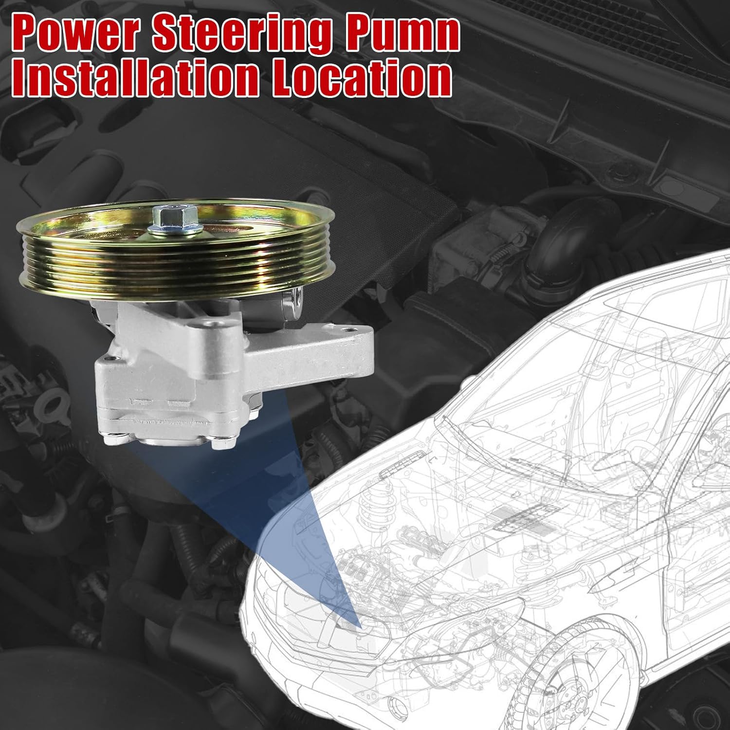 Power Steering Pump for Acura TL 3.2L 2004-2008 & for Acura TL 3.5L 2007-2008 & for Honda Pilot 3.5L 2005-2008 Replace 21-5441 56110RDAA01