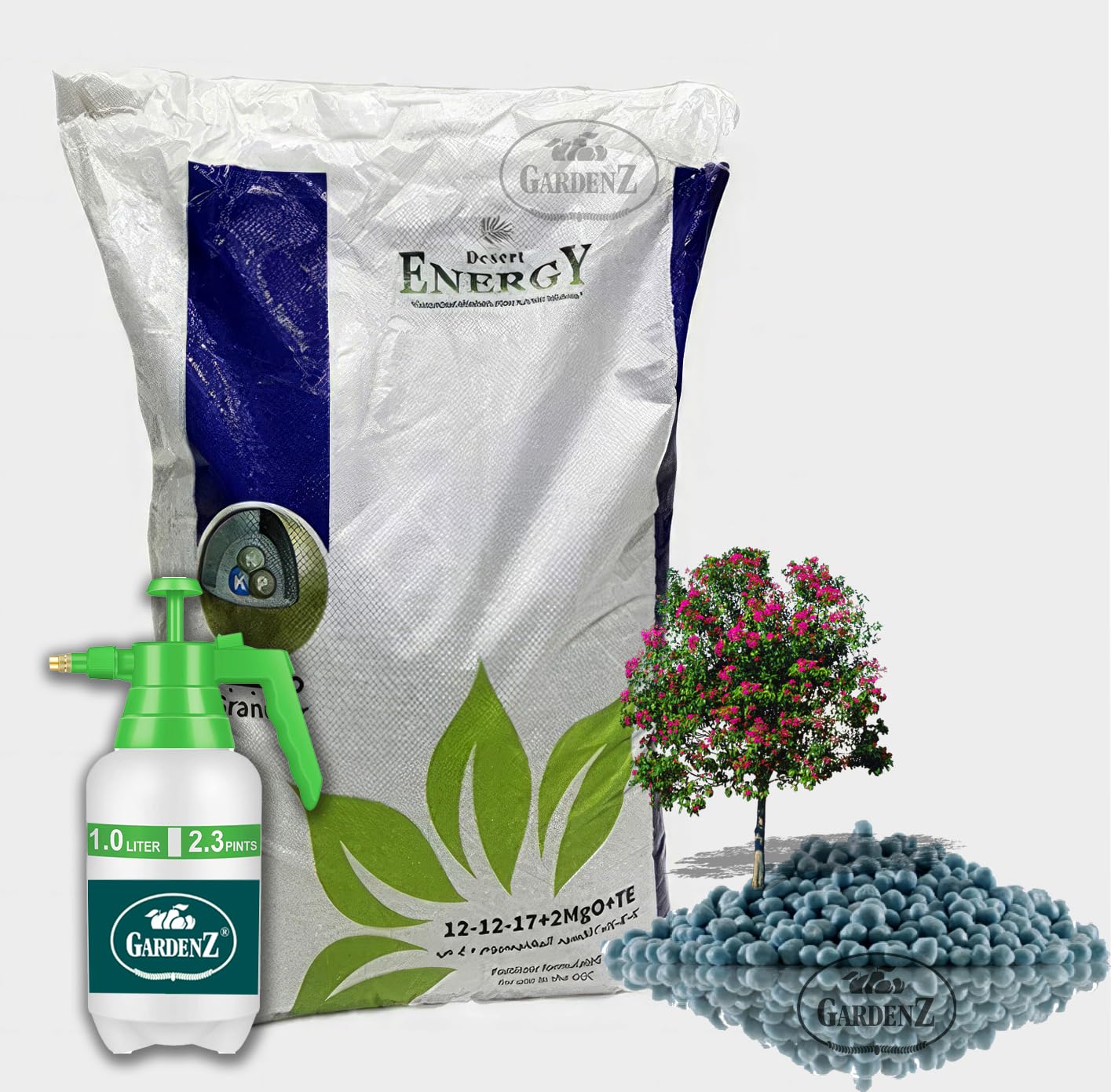 Gardenz - All Purpose NPK Fertilizer 12-12-17 Made in Emirates - (25 kgs.) with Sprayer Bottle (1 Ltr.)