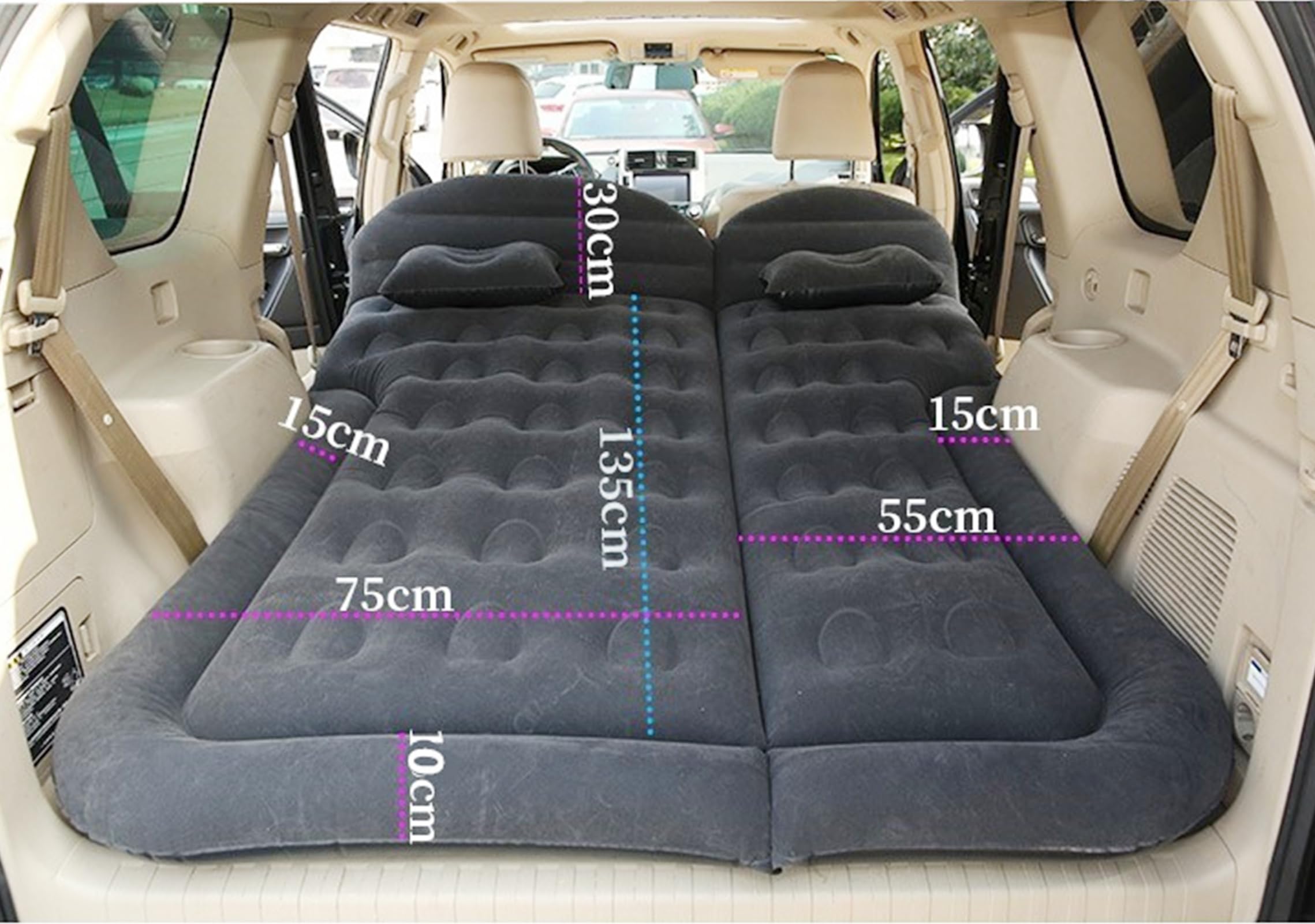 Samochodowy materac dmuchany do Land Rover Freelander 2. generacji, samochodowy materac dmuchany przenośny materac z PVC z pompą do spania na świeżym powietrzu, B/czarny