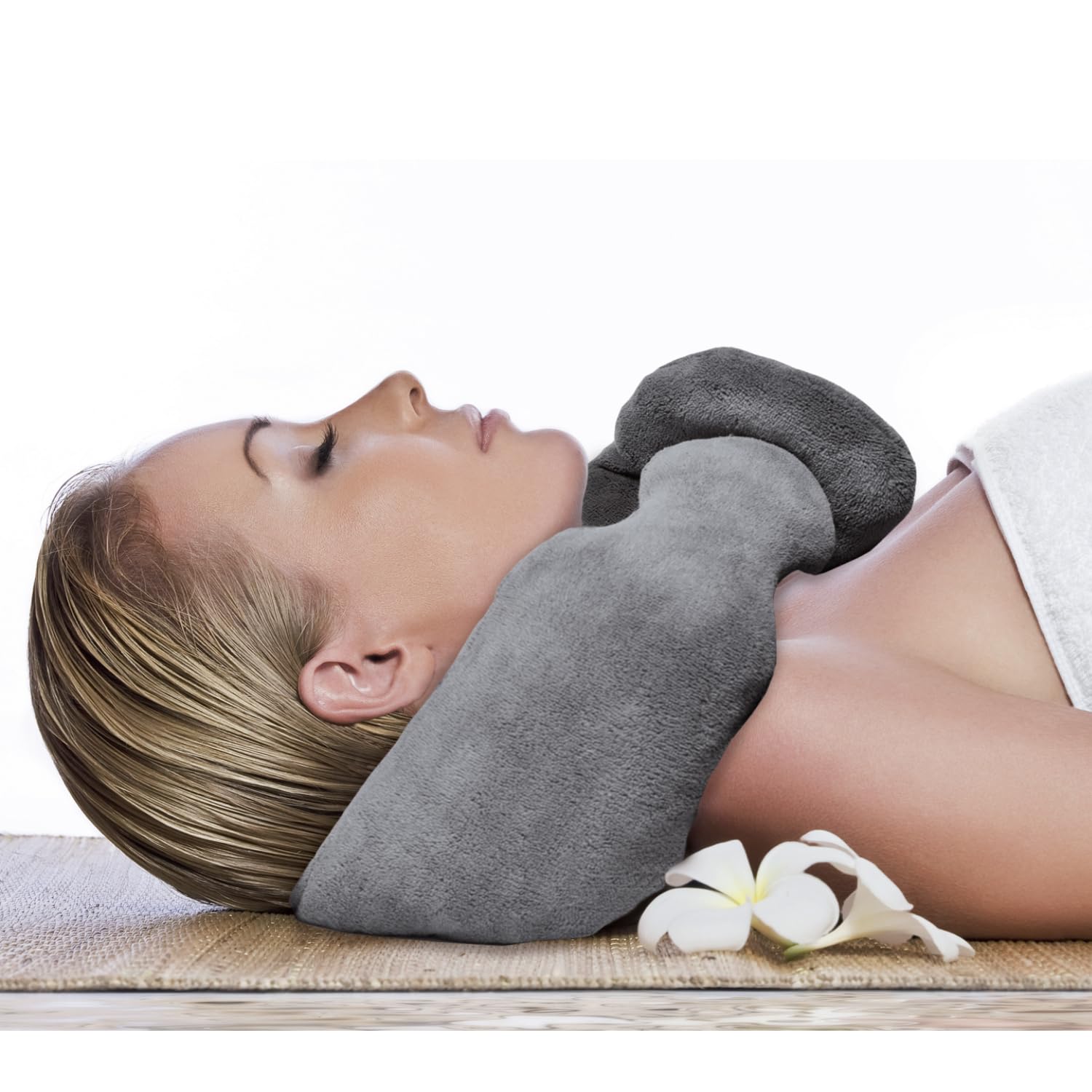 SENSLY - SB84102 Coussin Vibrant Relaxant Tour de Cou - Massage Doux Ou Tonique - Transportable - Housse Amovible Lavable - Dimensions 85 x 10 x 5 cm - Taille Unique - Multicolor