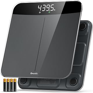 Ovutek Digital Bathroom Scale 450lb Capacity 0.05lb Accuracy Baby Pet Mode Large LED Tempered Glass