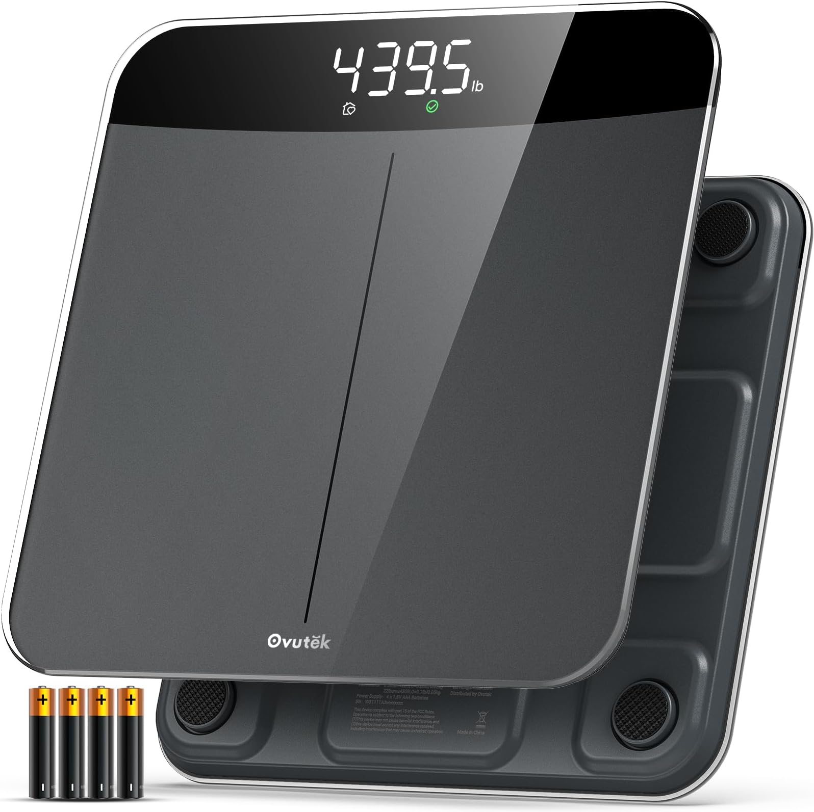 Ovutek Bathroom Scales Digital Weight, Topnotch Quality 450lb Weight Scale, Most Accurate to 0.05lb, Automatic Weighing Scale for Body Weight, Baby, Pet, Larger LED, Sturdy and Durable Base Machine