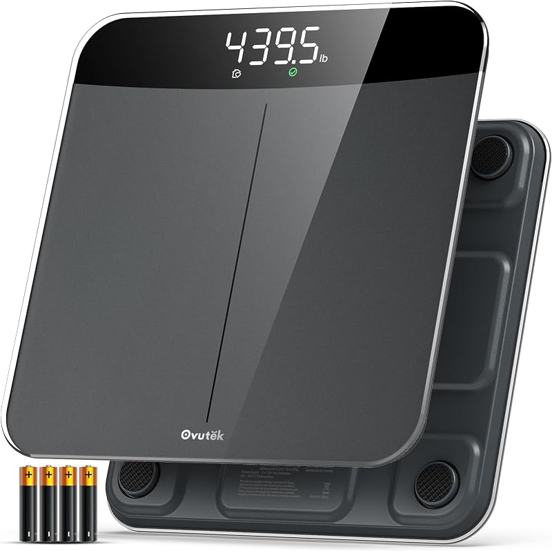 Ovutek Bathroom Scales Digital Weight 450lb, Most Accurate to 0.05lb | Extra LED Display with Large Clear Numbers for Body Weighting, Baby, Pet, Elderly Home Use, Sturdy and Durable Base Machine