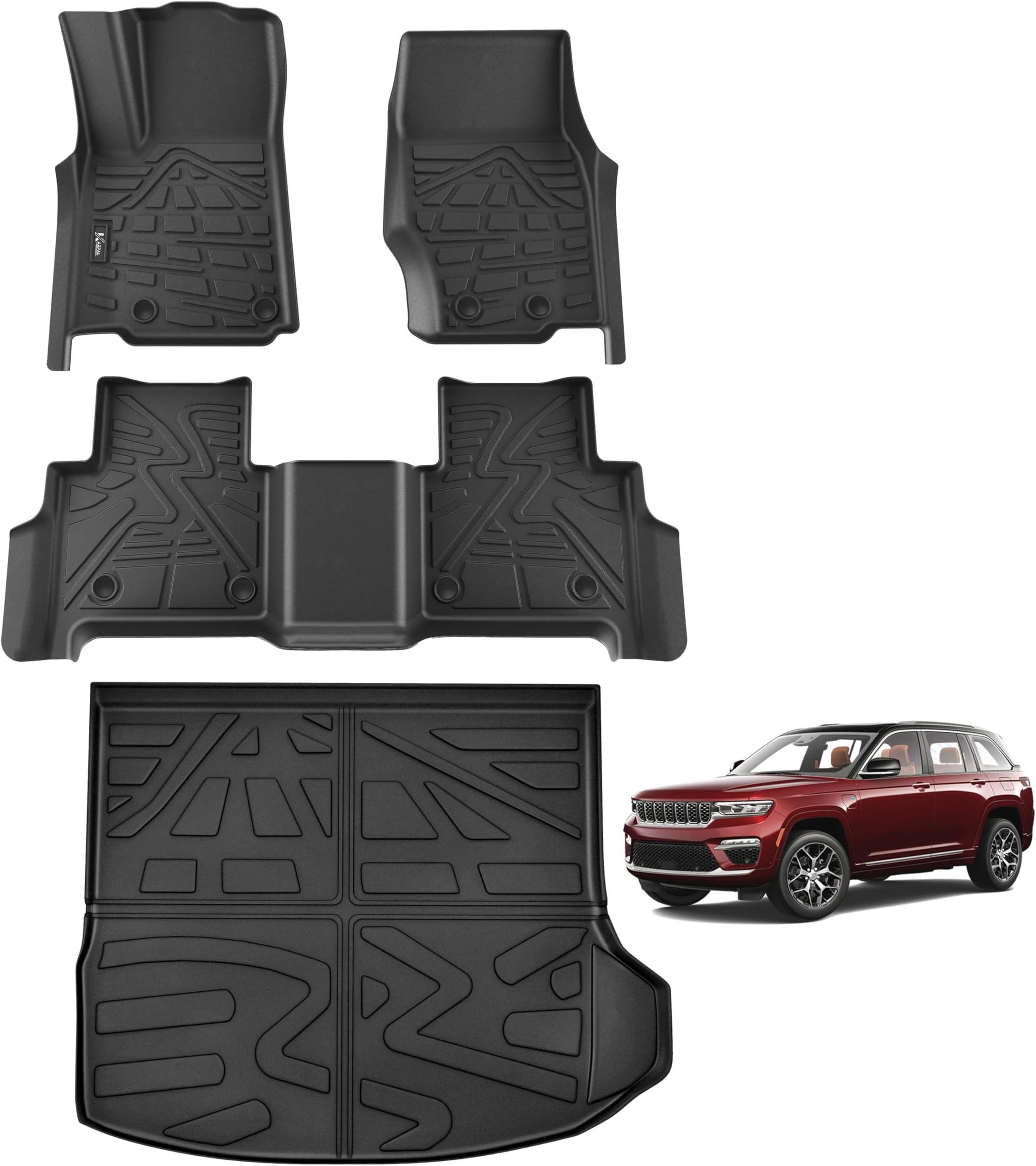 KARPAL Floor Mats & Cargo Liner for 2022-2025 2026 Jeep Grand Cherokee WL (Include 4xe, Not for WK2 or WL75) 5-Seat Only, All Weather TPE Custom Fit Floor Liners Car Mats Accessories