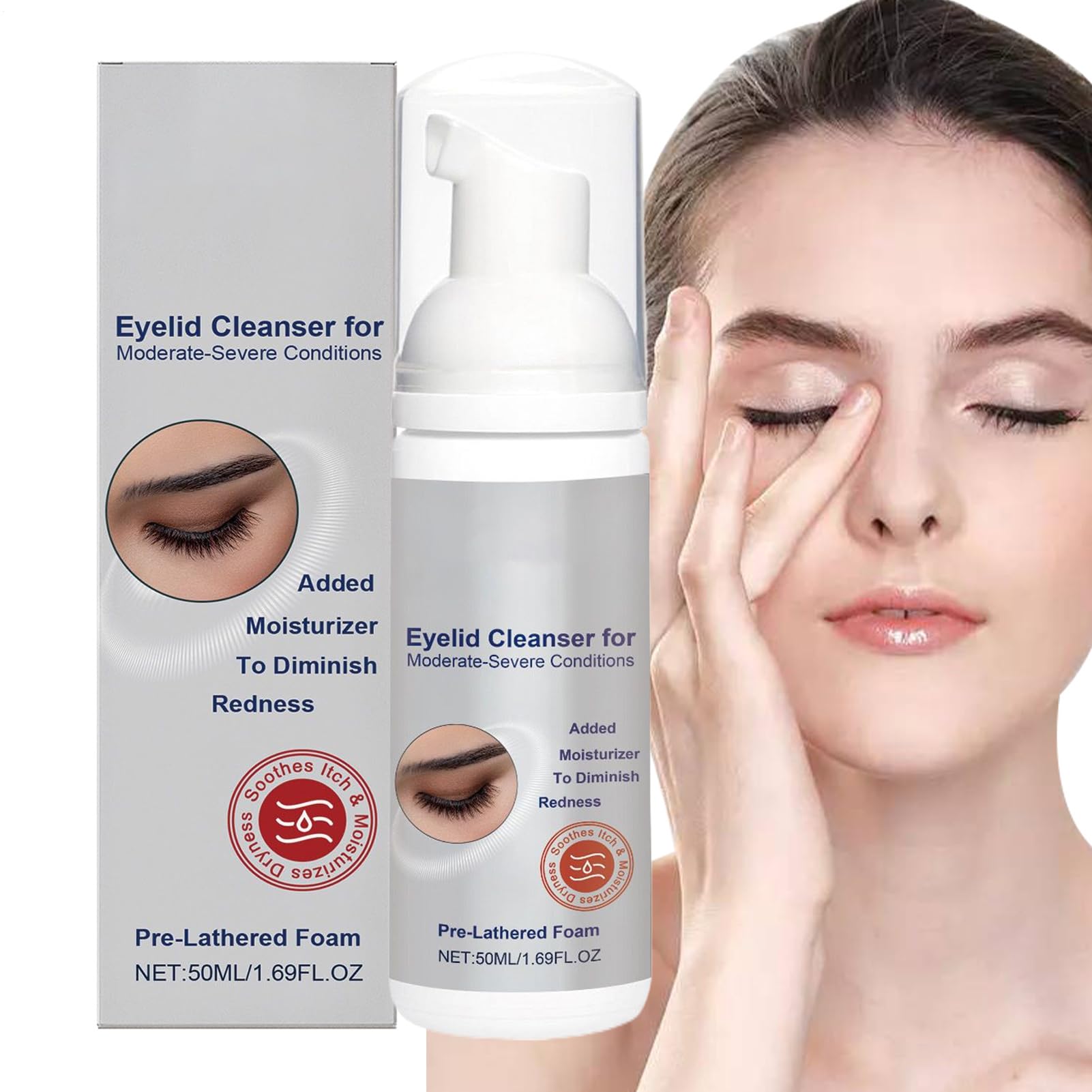 Detergenti per Palpebre,Schiuma Detergente per Ciglia Pulizia Profonda 50 ml | Struccante Idratante Lavaggio Delicato per Pelli Grasse Secche Sensibili Uomini Donne
