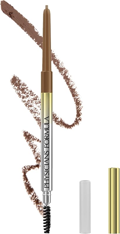 Physicians Formula Eyebrow Retractable Slim Definer Brow Pencil, Taupe Brown, Dual-Sided Brow Brush, Fine Tip, Shapes, Defines, Fills Brow Makeup | Dermatologist Tested, Clinicially Tested