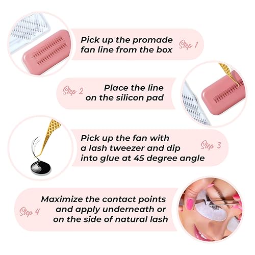 Miniatura 6 de Promade - Extensiones de pestañas sueltas Wispy 1000 abanicos de 0.05-0.07 de grosor, rizo CDCC, 0.315-0.709 in, extensiones de pestañas sueltas 5D